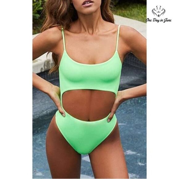 Meyeeka Scoop Neck Cut Out One Piece Swimsuit Size M - Picture 1 of 4